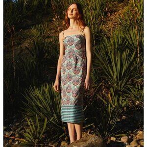 Cara Cara Kenzie Midi Dress in Palm Medallion Teal size 2